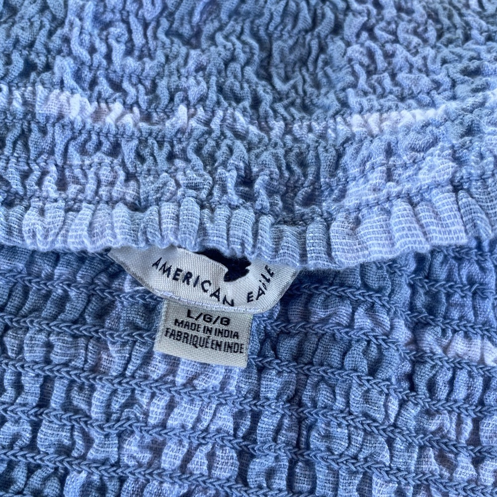 American Eagle Halter Tank Top Smocked Large Blue - Picture 6 of 7